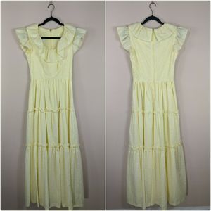 VINTAGE DESSY NY | Eyelet Boho Peasant Maxi Dress